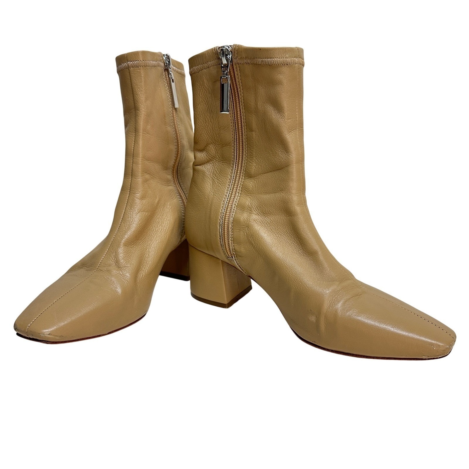 Daniella Shevel Milani Low Heel Stretch Bootie Creamy Camel Leather Women 38 7.5 — image 7 of 8
